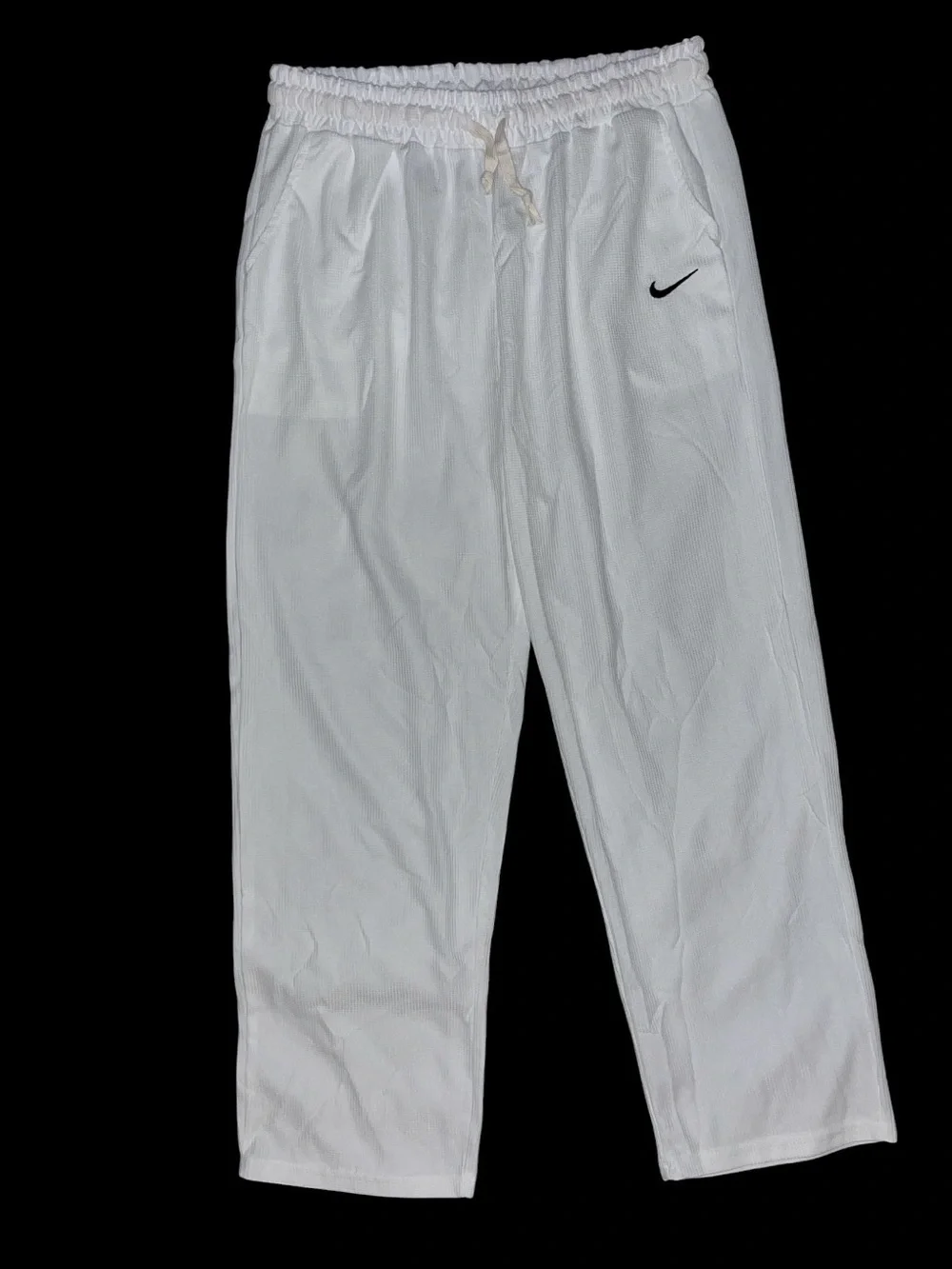 Nike White Track Pants with Black Swoosh